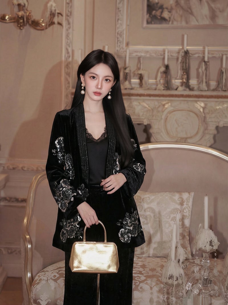 Yailla Versatile New Chinese Style Elegant Suit for Women Autumn/Winter New Arrival High-End Rose Embroidery Top Retro Jacket Vest and Skirt Niche Design Tang Coat Suit - Image 5